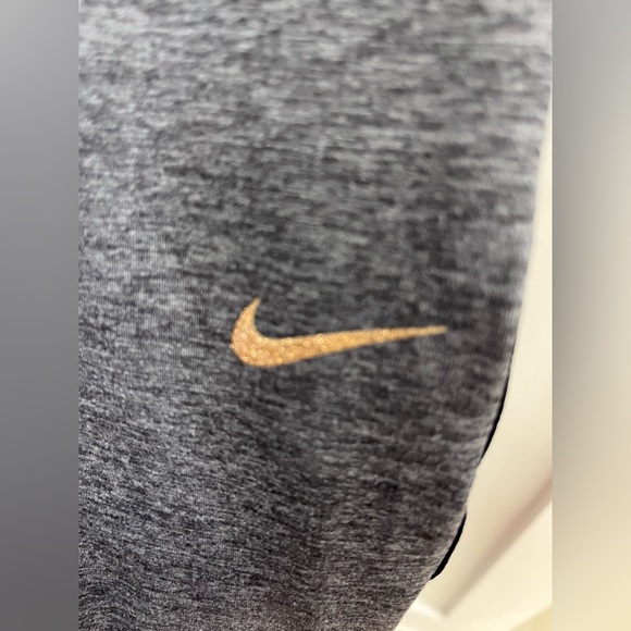 NikePro Gray Leggings with metallic gold and black trim SMALL - Picture 3 of 8